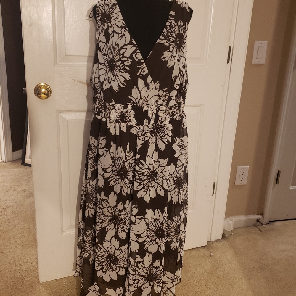 Brown and white summer dress